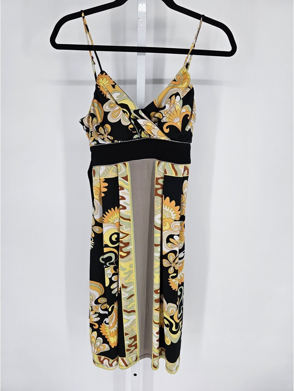 Vintage Y2K Charlotte Russe Womens Sz 5 Knee Length Dress Strapless Gold Floral